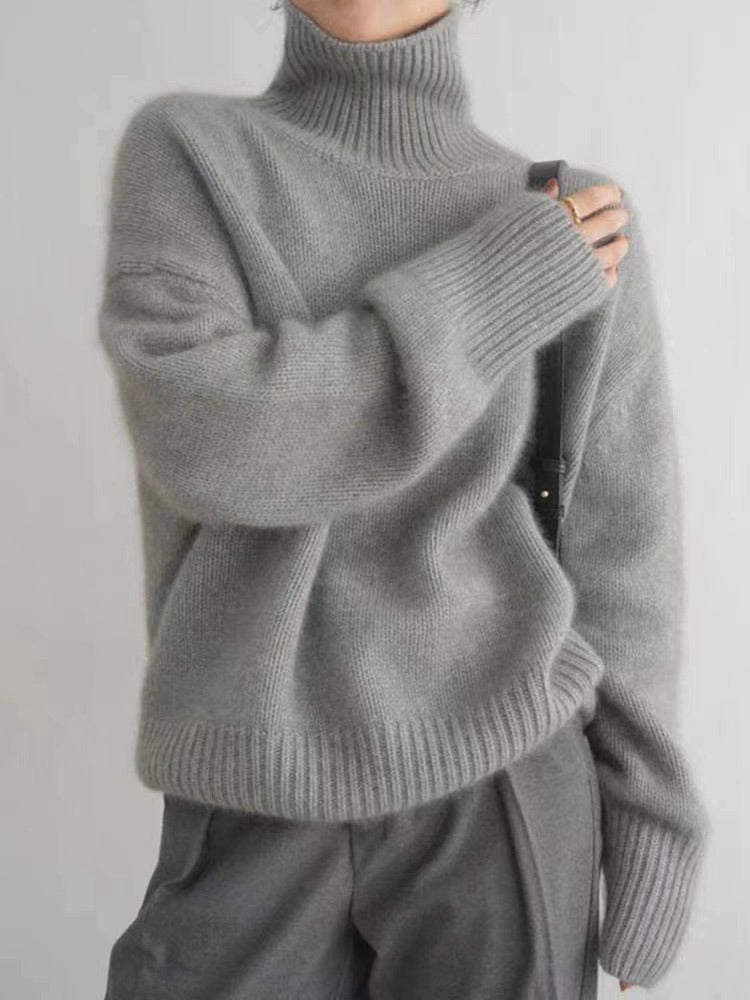 Women's thick and loose autumn and winter high neck sweater